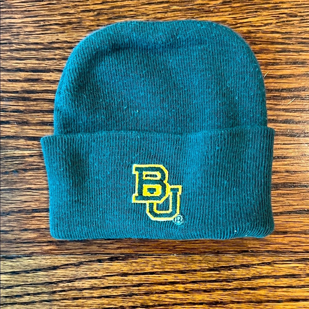 Kids Beanie - Green and Gold, Baylor University emblem